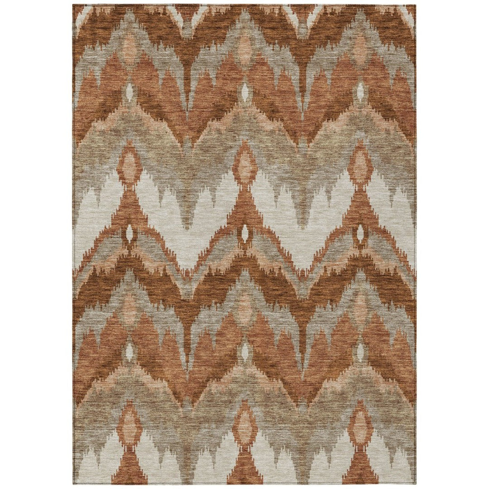HomeRoots 9' Vibrant Ikat Area Rug for Indoor & Outdoor Spaces – Durable, Easy-Care, Stylish Design in Warm Tones 9' X 12' 584378