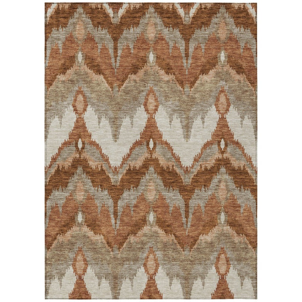 HomeRoots 9' Vibrant Ikat Area Rug for Indoor & Outdoor Spaces – Durable, Easy-Care, Stylish Design in Warm Tones 9' X 12' 584378