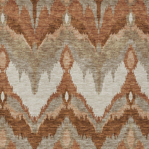 Homeroots 3' Artichoke Green And Beige Ikat Washable Area Rug - Perfect For Indoor And Outdoor Spaces 9' X 12' Polyester 584378