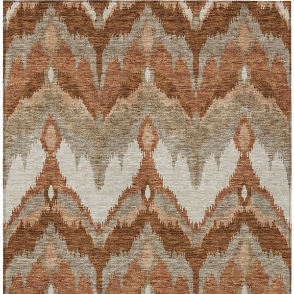 Homeroots 3' Artichoke Green And Beige Ikat Washable Area Rug - Perfect For Indoor And Outdoor Spaces 10' X 14' Polyester 584379