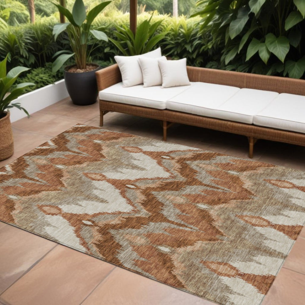 HomeRoots 5' Vibrant Ikat Washable Area Rug – Stylish Indoor/Outdoor Décor for Living Spaces and Patios 10' X 14' 584379