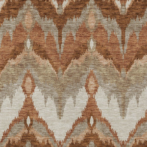 Homeroots 3' Artichoke Green And Beige Ikat Washable Area Rug - Perfect For Indoor And Outdoor Spaces 10' X 14' Polyester 584379