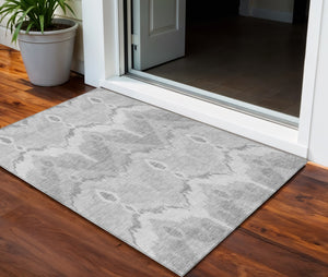 Homeroots 3' Artichoke Green And Beige Ikat Washable Area Rug - Perfect For Indoor And Outdoor Spaces 3' X 5' Polyester 584380