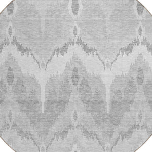 Homeroots 3' Artichoke Green And Beige Ikat Washable Area Rug - Perfect For Indoor And Outdoor Spaces 8' Round Polyester 584382