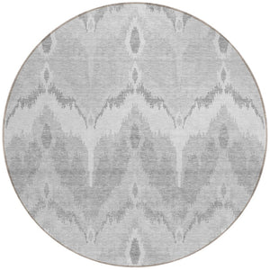 Homeroots 3' Artichoke Green And Beige Ikat Washable Area Rug - Perfect For Indoor And Outdoor Spaces 8' Round Polyester 584382