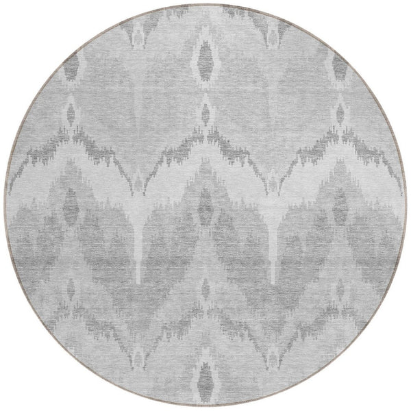Homeroots 3' Artichoke Green And Beige Ikat Washable Area Rug - Perfect For Indoor And Outdoor Spaces 8' Round Polyester 584382