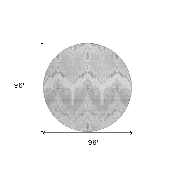 Homeroots 3' Artichoke Green And Beige Ikat Washable Area Rug - Perfect For Indoor And Outdoor Spaces 8' Round Polyester 584382