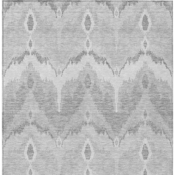 Homeroots 3' Artichoke Green And Beige Ikat Washable Area Rug - Perfect For Indoor And Outdoor Spaces 8' X 10' Polyester 584383