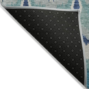 Homeroots 3' Artichoke Green And Beige Ikat Washable Area Rug - Perfect For Indoor And Outdoor Spaces 3' X 5' Polyester 584386