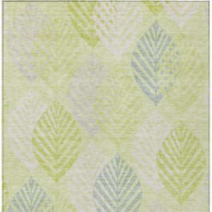 Homeroots 3' Artichoke Green Floral Area Rug - Washable, Durable, Ideal For Indoor & Outdoor Spaces 3' X 5' Polyester 584392