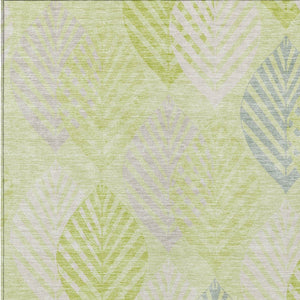 Homeroots 3' Artichoke Green Floral Area Rug - Washable, Durable, Ideal For Indoor & Outdoor Spaces 3' X 5' Polyester 584392