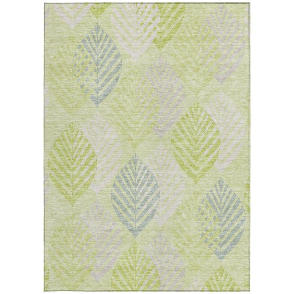 Homeroots 3' Artichoke Green Floral Area Rug - Washable, Durable, Ideal For Indoor & Outdoor Spaces 8' X 10' Polyester 584395