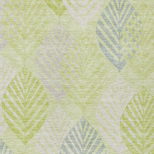 Homeroots 3' Artichoke Green Floral Area Rug - Washable, Durable, Ideal For Indoor & Outdoor Spaces 8' X 10' Polyester 584395