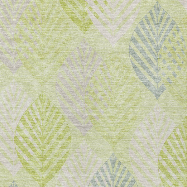Homeroots 3' Artichoke Green Floral Area Rug - Washable, Durable, Ideal For Indoor & Outdoor Spaces 9' X 12' Polyester 584396
