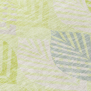 Homeroots 3' Artichoke Green Floral Area Rug - Washable, Durable, Ideal For Indoor & Outdoor Spaces 9' X 12' Polyester 584396