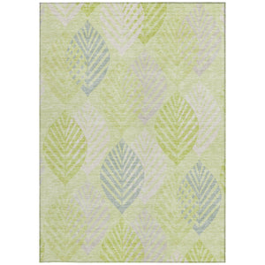 Homeroots 3' Artichoke Green Floral Area Rug - Washable, Durable, Ideal For Indoor & Outdoor Spaces 10' X 14' Polyester 584397