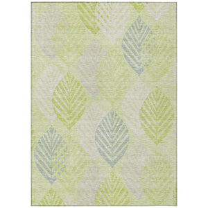 HomeRoots 5' Elegant Artichoke Green and Ivory Floral Area Rug - Durable, Washable for Indoor & Outdoor Use 10' X 14' 584397