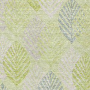 Homeroots 3' Artichoke Green Floral Area Rug - Washable, Durable, Ideal For Indoor & Outdoor Spaces 10' X 14' Polyester 584397
