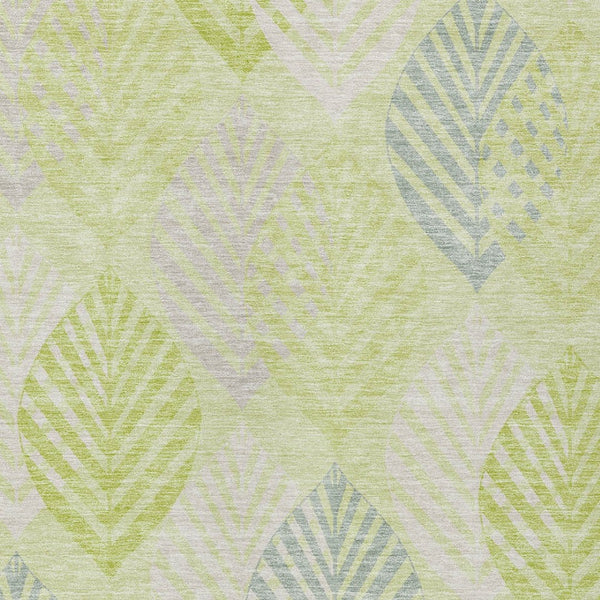 Homeroots 3' Artichoke Green Floral Area Rug - Washable, Durable, Ideal For Indoor & Outdoor Spaces 10' X 14' Polyester 584397