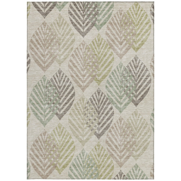 Homeroots 3' Artichoke Green Floral Area Rug - Washable, Durable, Ideal For Indoor & Outdoor Spaces 3' X 5' Polyester 584398