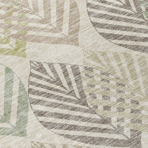 Homeroots 3' Artichoke Green Floral Area Rug - Washable, Durable, Ideal For Indoor & Outdoor Spaces 3' X 5' Polyester 584398