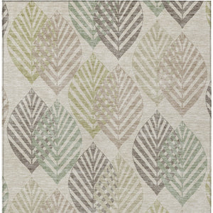 Homeroots 3' Artichoke Green Floral Area Rug - Washable, Durable, Ideal For Indoor & Outdoor Spaces 8' X 10' Polyester 584401
