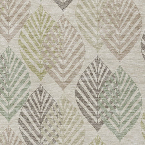 Homeroots 3' Artichoke Green Floral Area Rug - Washable, Durable, Ideal For Indoor & Outdoor Spaces 8' X 10' Polyester 584401