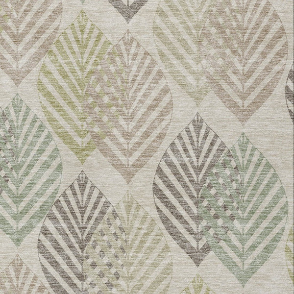 Homeroots 3' Artichoke Green Floral Area Rug - Washable, Durable, Ideal For Indoor & Outdoor Spaces 8' X 10' Polyester 584401