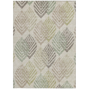 Homeroots 3' Artichoke Green Floral Area Rug - Washable, Durable, Ideal For Indoor & Outdoor Spaces 9' X 12' Polyester 584402