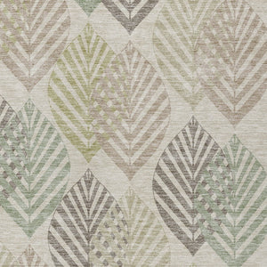 Homeroots 3' Artichoke Green Floral Area Rug - Washable, Durable, Ideal For Indoor & Outdoor Spaces 9' X 12' Polyester 584402