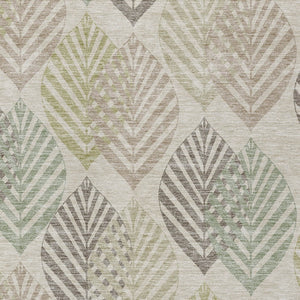 Homeroots 3' Artichoke Green Floral Area Rug - Washable, Durable, Ideal For Indoor & Outdoor Spaces 10' X 14' Polyester 584403