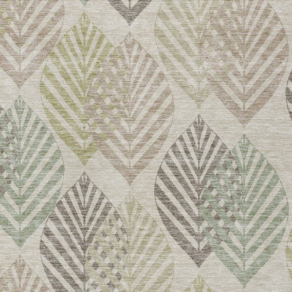 Homeroots 3' Artichoke Green Floral Area Rug - Washable, Durable, Ideal For Indoor & Outdoor Spaces 10' X 14' Polyester 584403