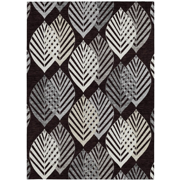 Homeroots 3' Artichoke Green Floral Area Rug - Washable, Durable, Ideal For Indoor & Outdoor Spaces 3' X 5' Polyester 584404