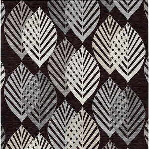 Homeroots 3' Artichoke Green Floral Area Rug - Washable, Durable, Ideal For Indoor & Outdoor Spaces 9' X 12' Polyester 584408