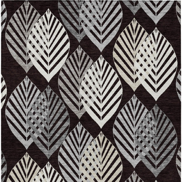 Homeroots 3' Artichoke Green Floral Area Rug - Washable, Durable, Ideal For Indoor & Outdoor Spaces 9' X 12' Polyester 584408