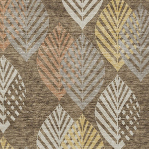 Homeroots 3' Artichoke Green Floral Area Rug - Washable, Durable, Ideal For Indoor & Outdoor Spaces 5' X 8' Polyester 584411