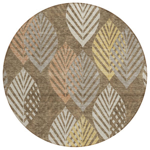 HomeRoots 5' Timeless Floral Washable Indoor Outdoor Area Rug for Durable, Stylish Spaces with Easy Care 8' Round 584412