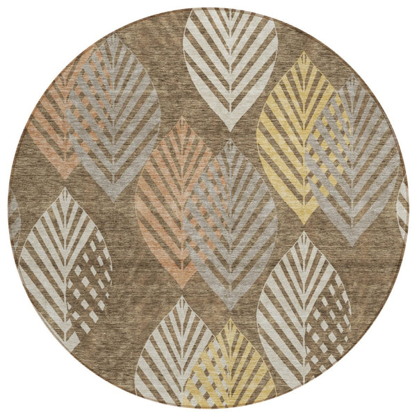 HomeRoots 5' Timeless Floral Washable Indoor Outdoor Area Rug for Durable, Stylish Spaces with Easy Care 8' Round 584412