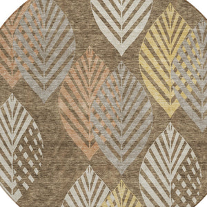 Homeroots 3' Artichoke Green Floral Area Rug - Washable, Durable, Ideal For Indoor & Outdoor Spaces 8' Round Polyester 584412