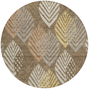 Homeroots 3' Artichoke Green Floral Area Rug - Washable, Durable, Ideal For Indoor & Outdoor Spaces 8' Round Polyester 584412