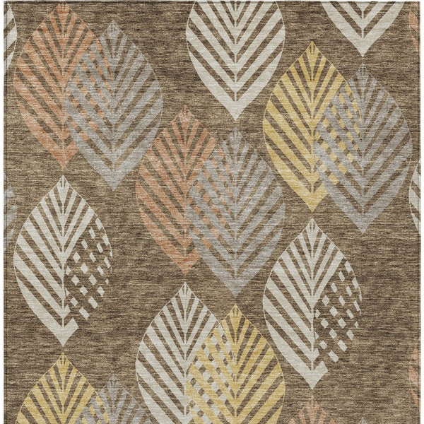 Homeroots 3' Artichoke Green Floral Area Rug - Washable, Durable, Ideal For Indoor & Outdoor Spaces 8' X 10' Polyester 584413