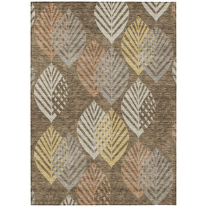 HomeRoots 9' Floral Area Rug in Chocolate Beige and Gray - Durable, Washable, Perfect for Home or Patio Decor 9' X 12' 584414
