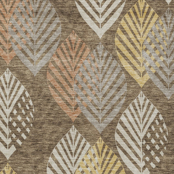 Homeroots 3' Artichoke Green Floral Area Rug - Washable, Durable, Ideal For Indoor & Outdoor Spaces 9' X 12' Polyester 584414