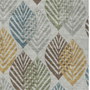 Homeroots 3' Artichoke Green Floral Area Rug - Washable, Durable, Ideal For Indoor & Outdoor Spaces 3' X 5' Polyester 584416