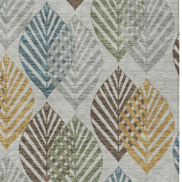 Homeroots 3' Artichoke Green Floral Area Rug - Washable, Durable, Ideal For Indoor & Outdoor Spaces 3' X 5' Polyester 584416