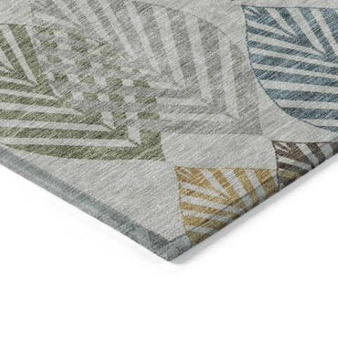 Homeroots 3' Artichoke Green Floral Area Rug - Washable, Durable, Ideal For Indoor & Outdoor Spaces 5' X 8' Polyester 584417