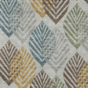 Homeroots 3' Artichoke Green Floral Area Rug - Washable, Durable, Ideal For Indoor & Outdoor Spaces 5' X 8' Polyester 584417