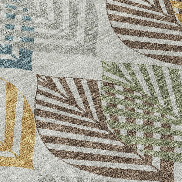 Homeroots 3' Artichoke Green Floral Area Rug - Washable, Durable, Ideal For Indoor & Outdoor Spaces 8' Round Polyester 584418