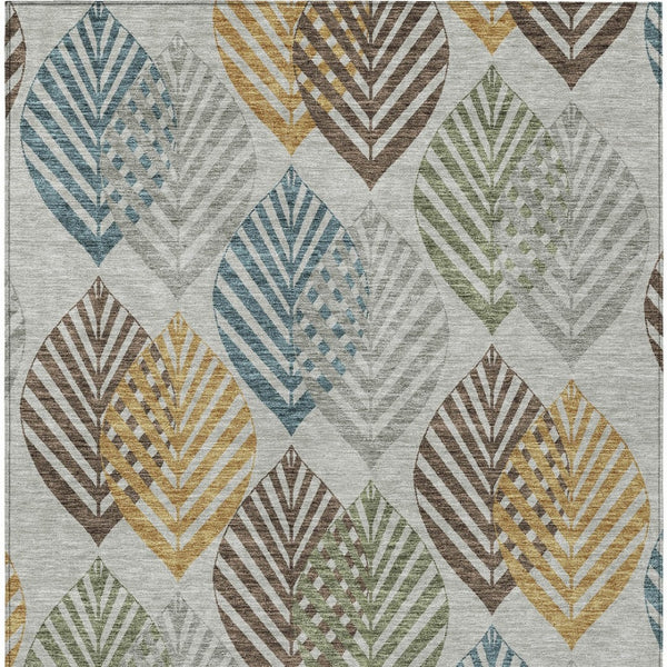 Homeroots 3' Artichoke Green Floral Area Rug - Washable, Durable, Ideal For Indoor & Outdoor Spaces 8' X 10' Polyester 584419