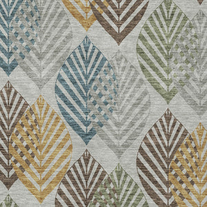 Homeroots 3' Artichoke Green Floral Area Rug - Washable, Durable, Ideal For Indoor & Outdoor Spaces 8' X 10' Polyester 584419